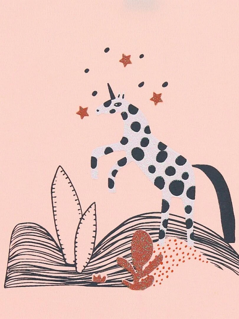 T shirt col roulé licorne en coton BIO  clair   Noukie's   Rose