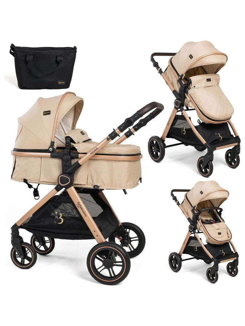 Bebelissimo Poussette transformable combinée convertible 2 en 1 0 22kg Nicea beige Beige