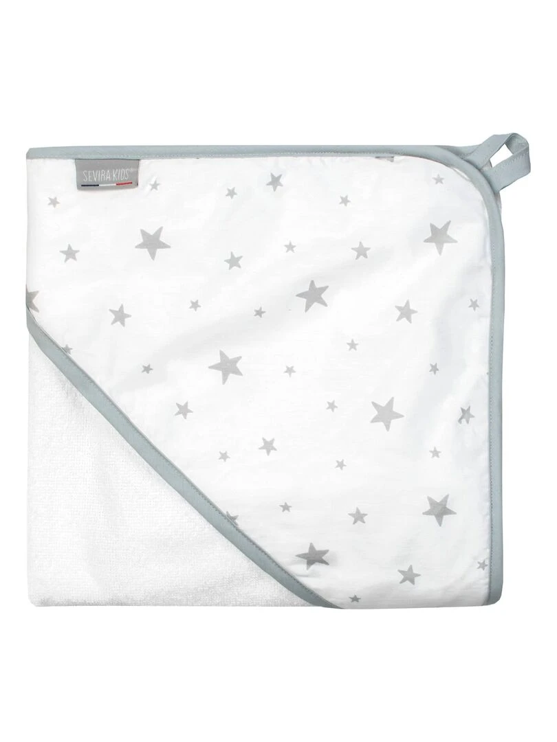 Ma première cape de bain en coton et bambou Stella Blanc