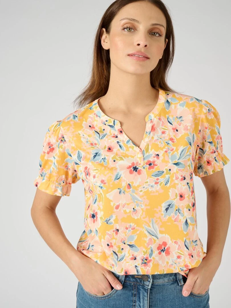 Tee shirt en maille crêpe Damart Jaune