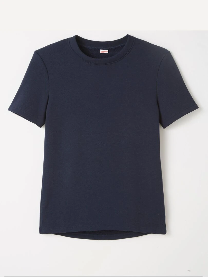 T shirt manches courtes molleton gratté Thermolactyl Damart Bleu marine