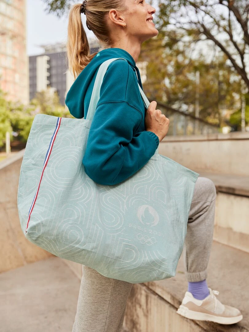Tote bag en toile Paris 2024 Vert d'eau