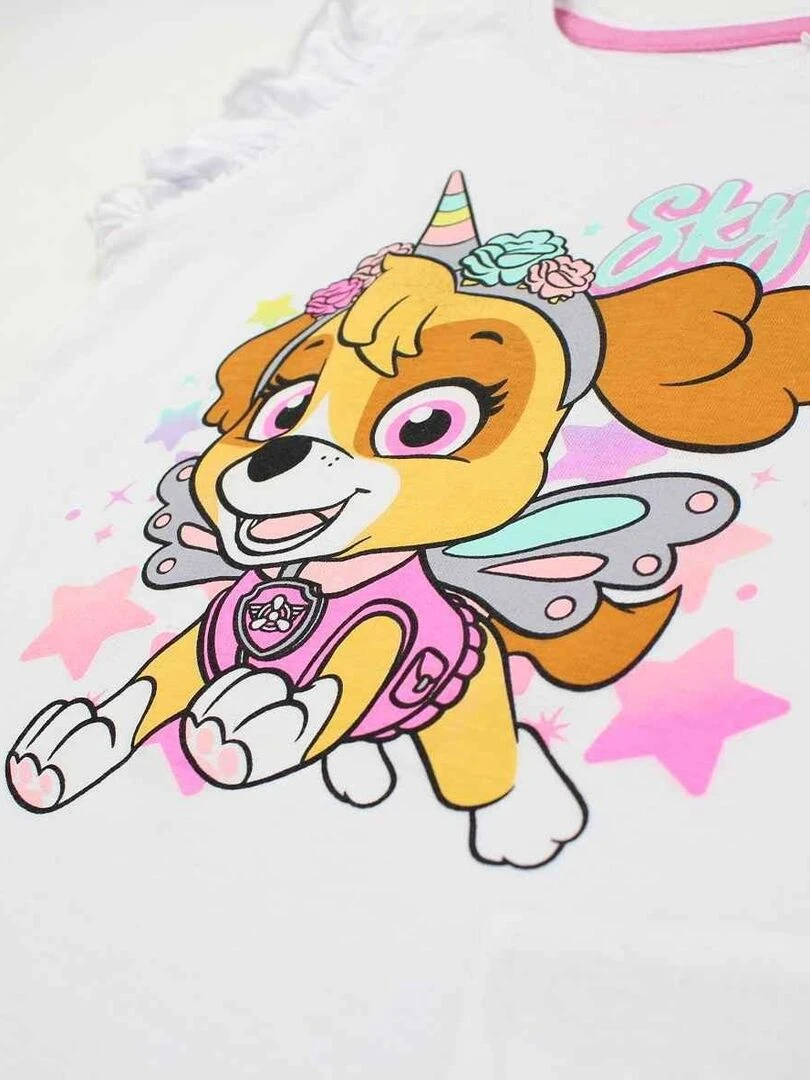 Paw Patrol   Ensemble ​​T shirt short fille Imprimé La Pat' Patrouille   Blanc