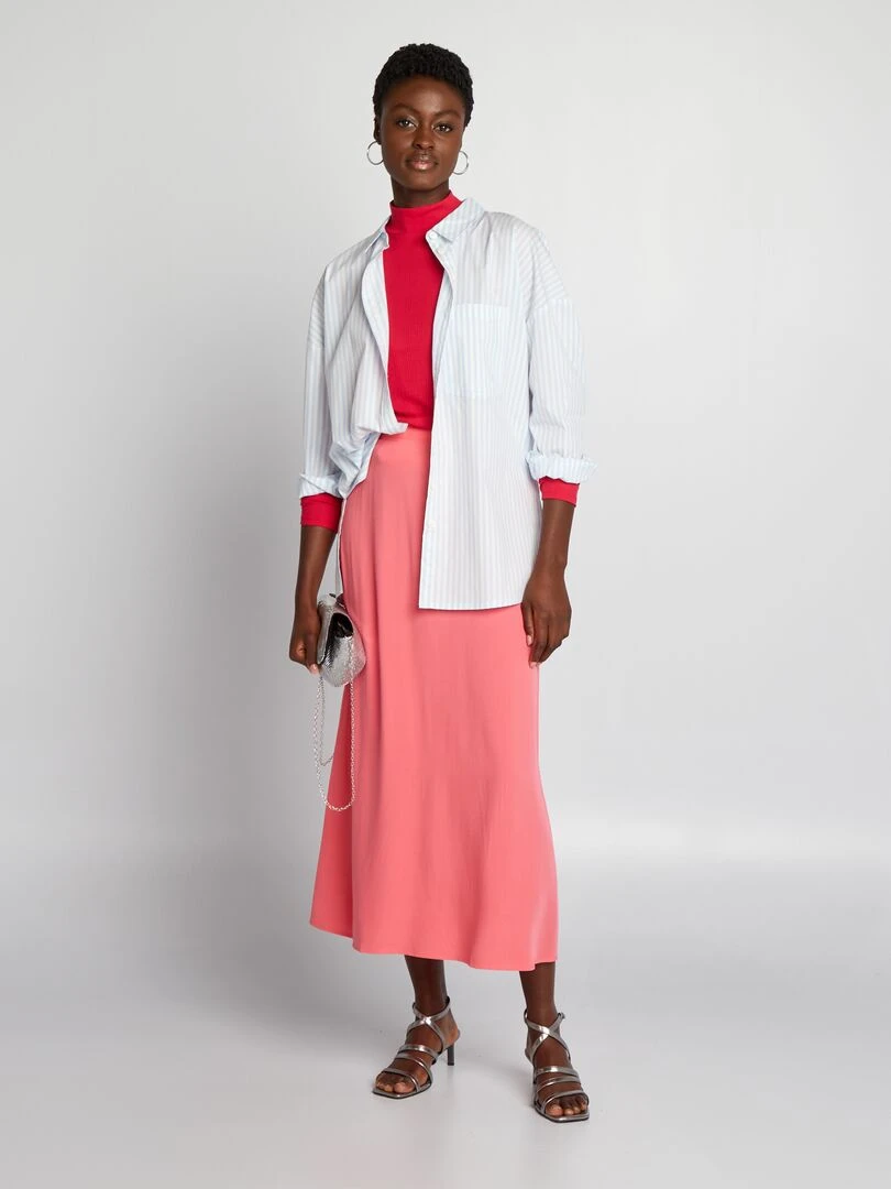 Sous pull en maille côtelée Rose