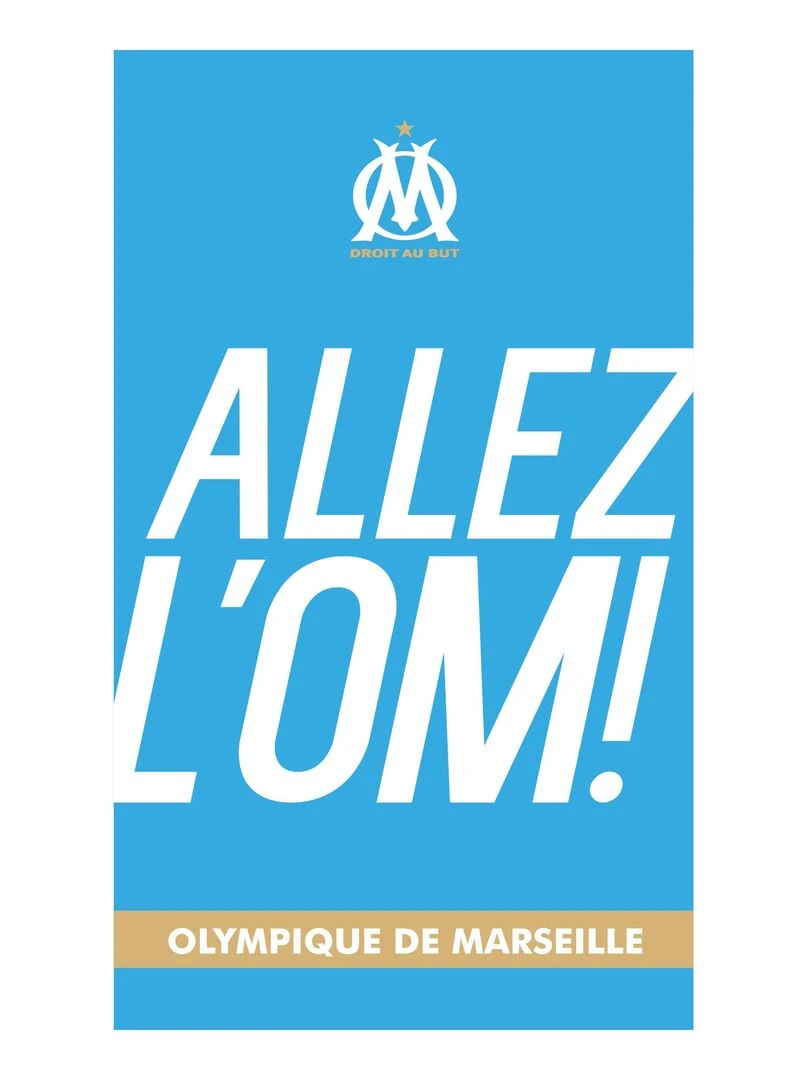 Drap de plage imprimé 100% coton OM ALLEZ Bleu