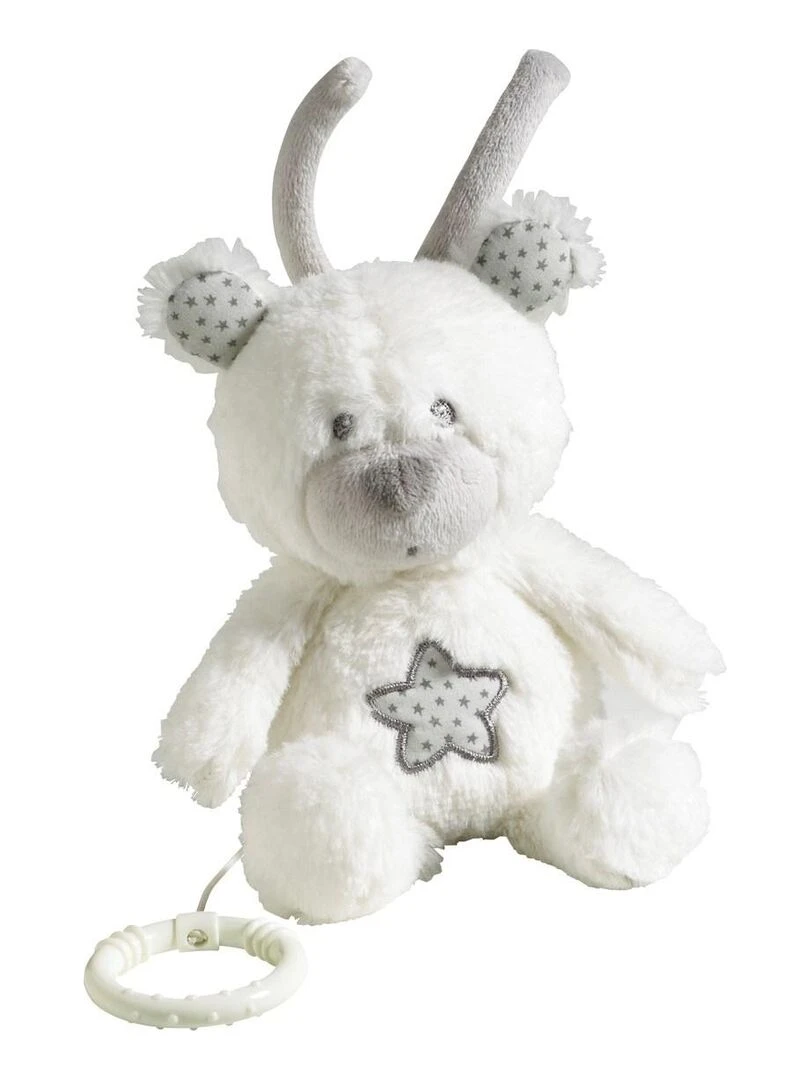 Peluche Mini Musical Ours en velours blanc SAUTHON Blanc