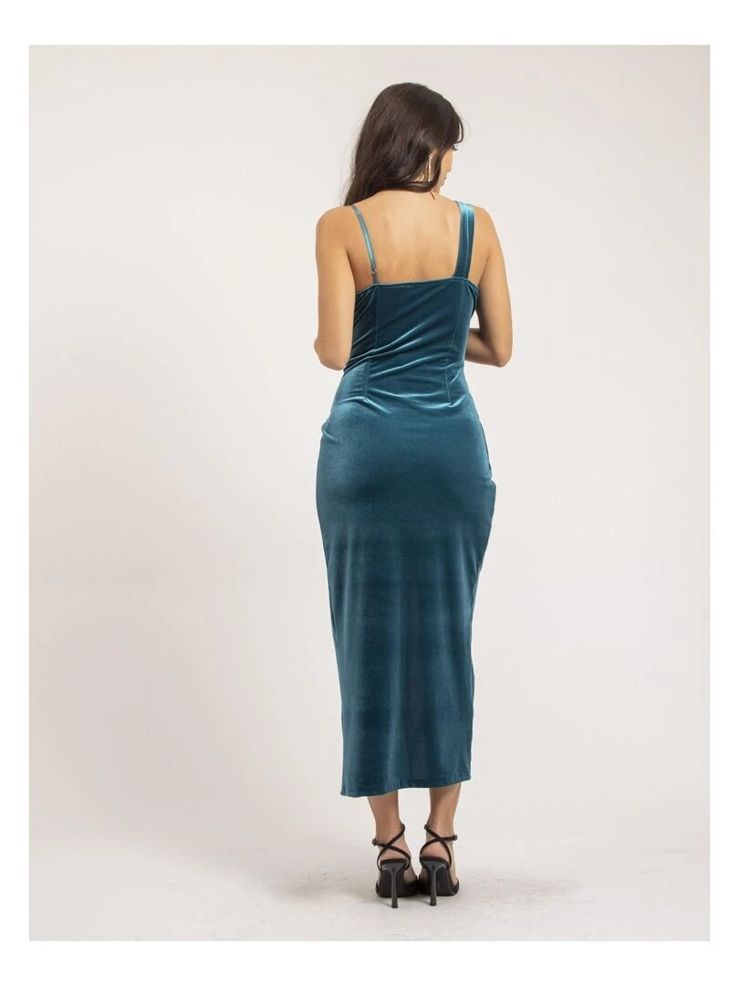 Robe longue velours INAKIA Bleu canard