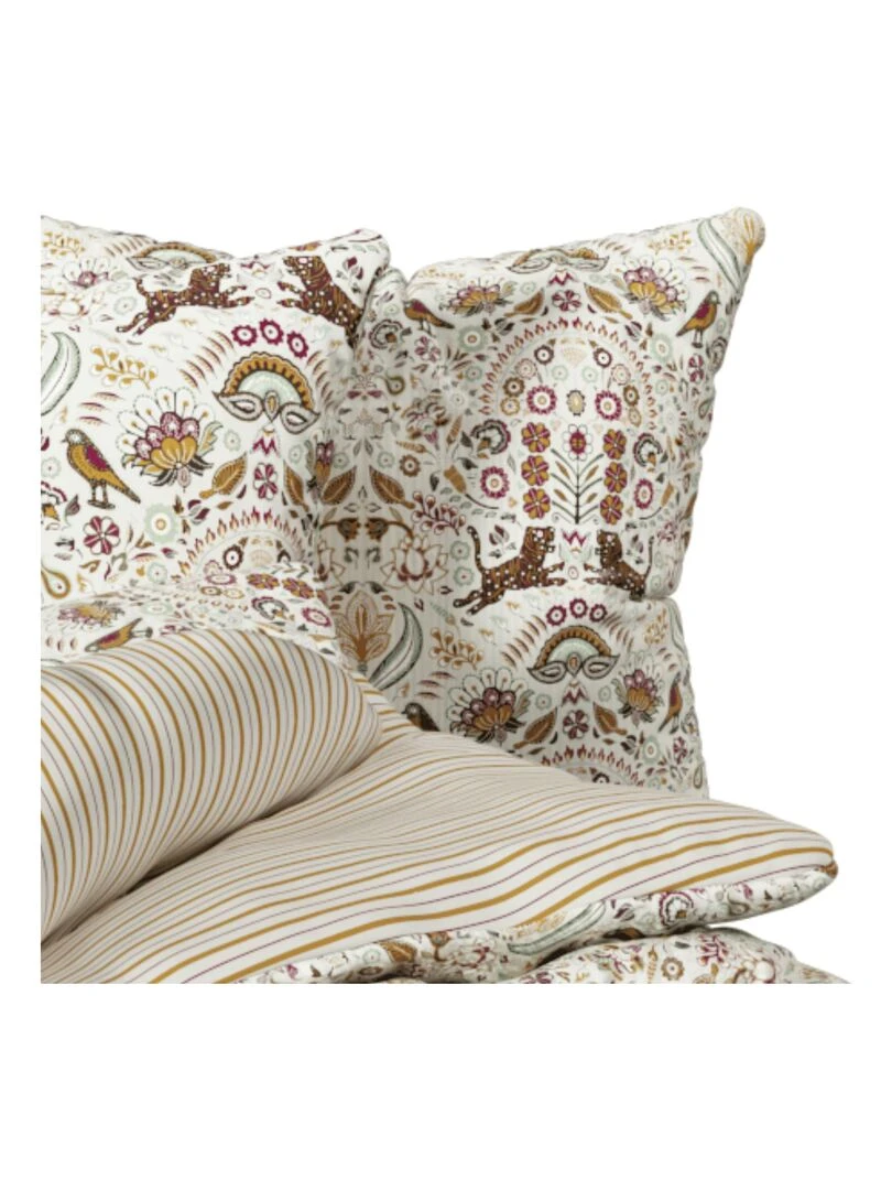 Parure de lit 3 pièces motifs "Indie" réversible Beige