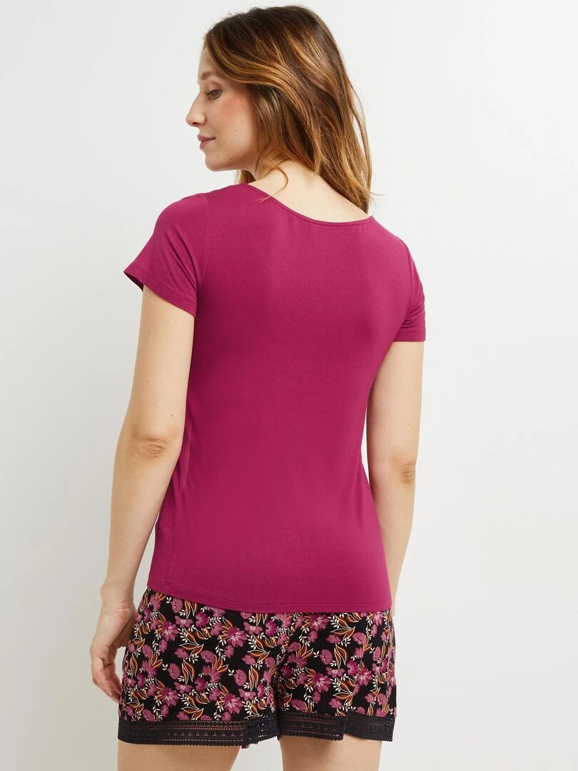 T shirt manches courtes viscose Camille RougeGorge Lingerie Violet prune