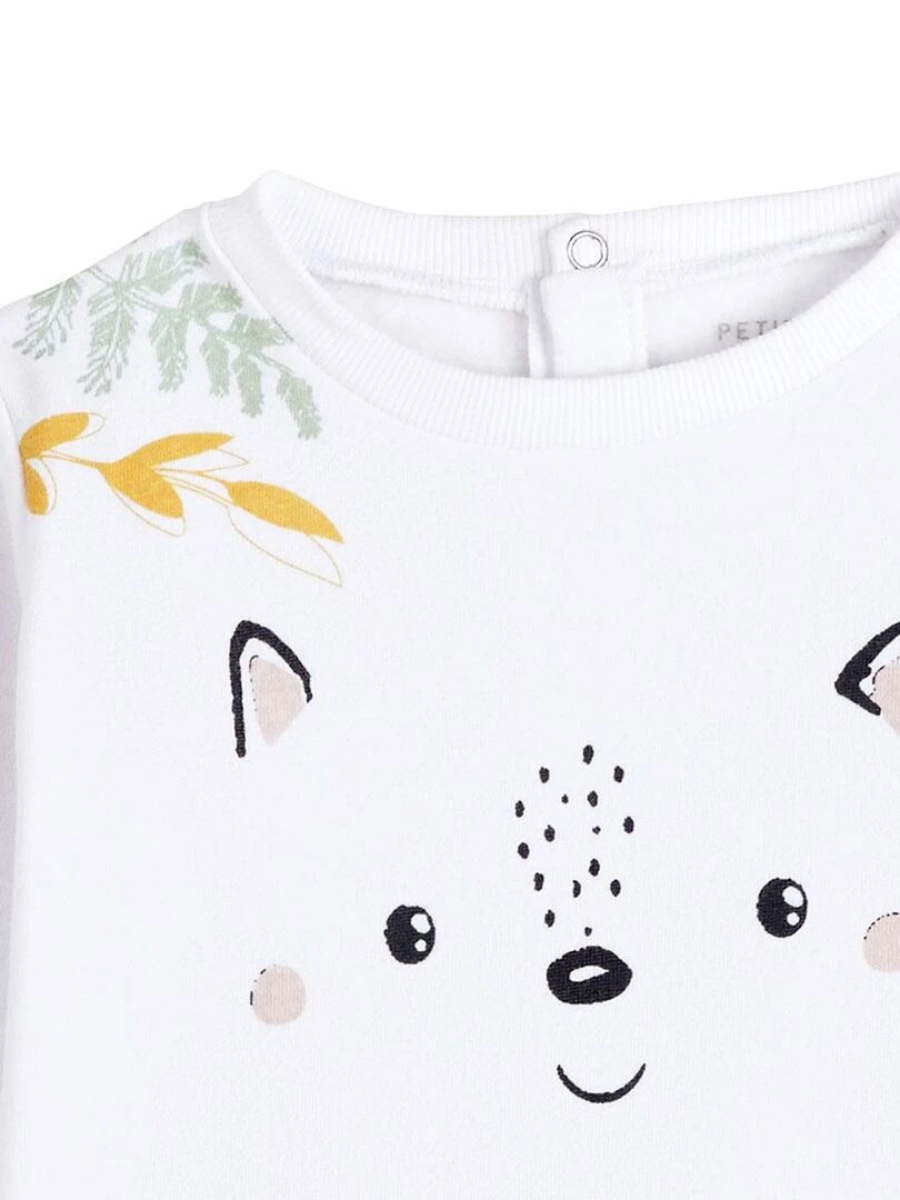 Sweat bébé mixte en molleton Little Fox   Ecru