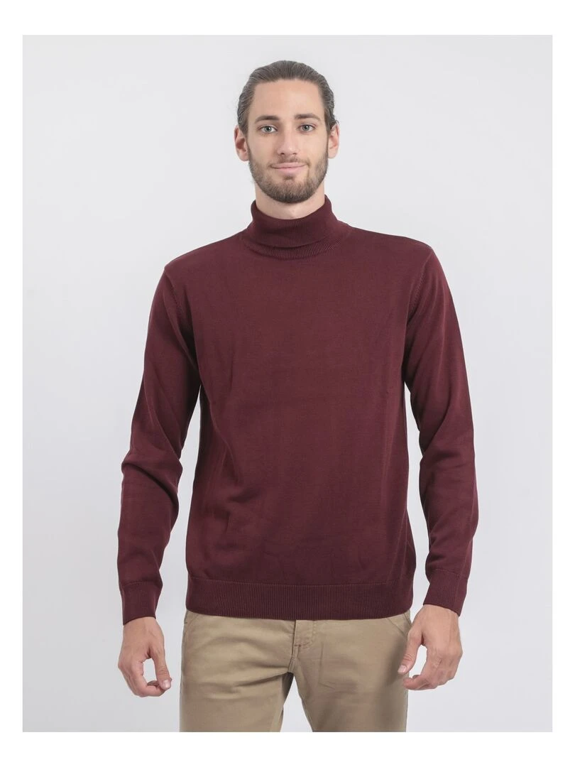 Pull col roulé pur coton LODIRK Bordeaux
