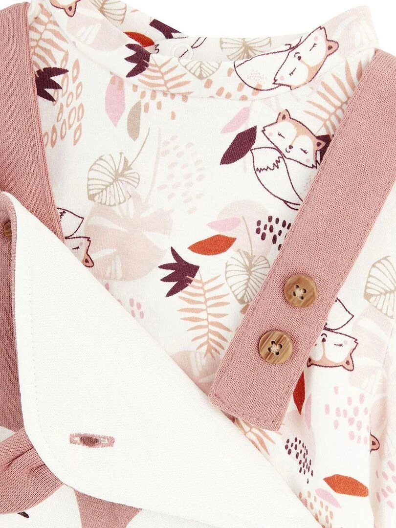 Ensemble salopette bébé en molleton et t shirt Machu Picchu   Rose