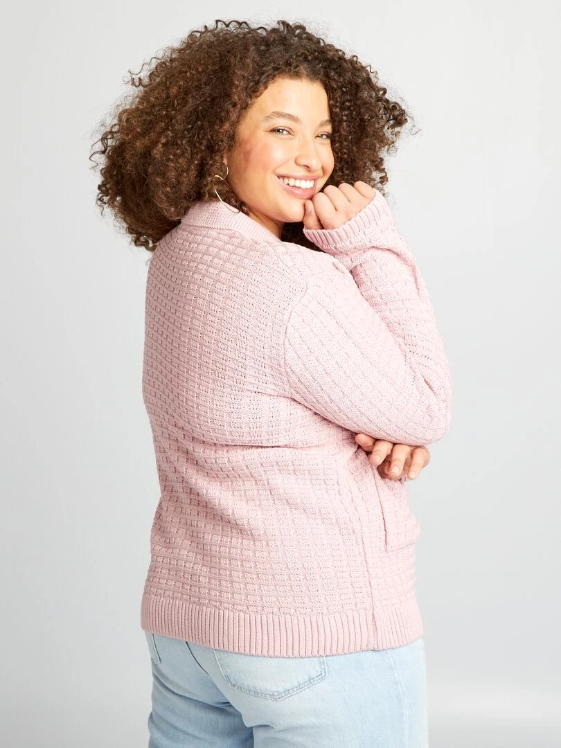 Gilet col polo   Rose