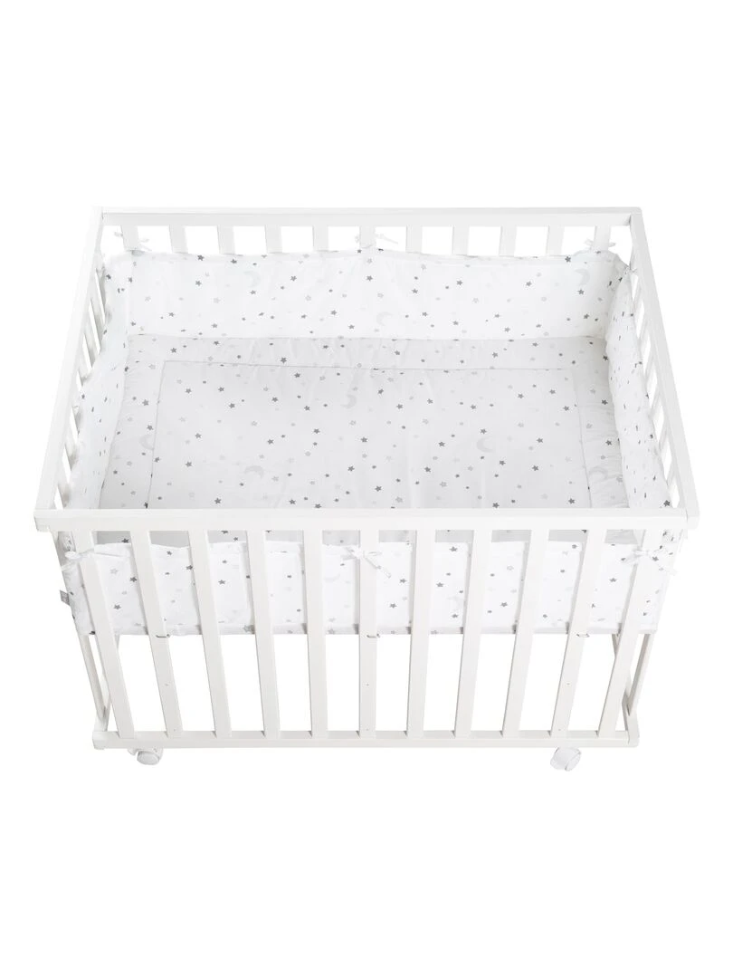 ROBA Parc bébé 75 x 100 cm + Tapis de Parc "Sternenzauber"   Bois Blanc   Blanc