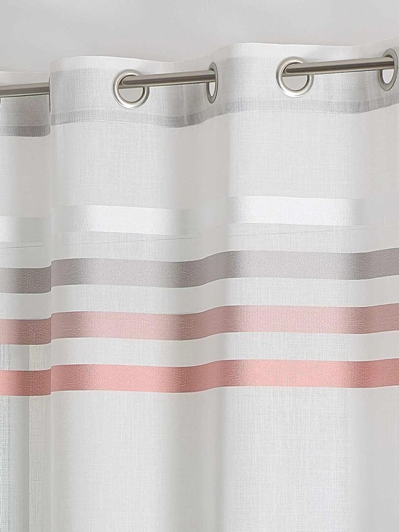 Voilage en étamine à rayures bayadères   Rose clair