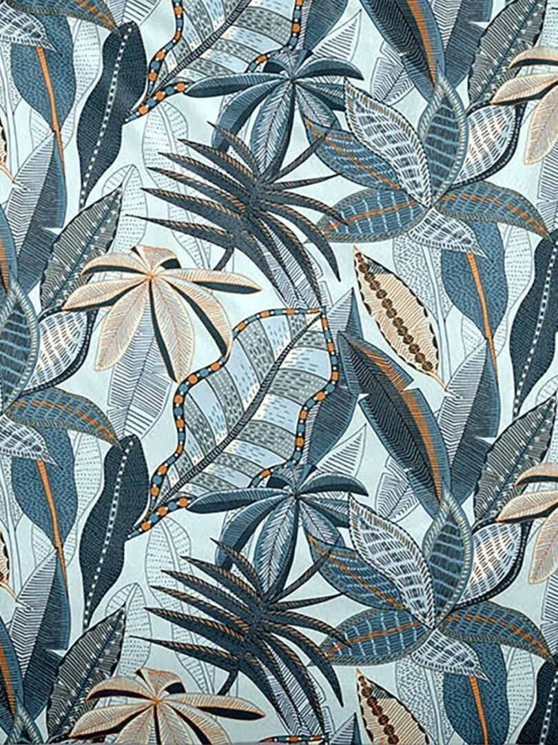 Housse de couette 260x240 Nikau bleu + 2 taies 100% coton 57 fils Bleu