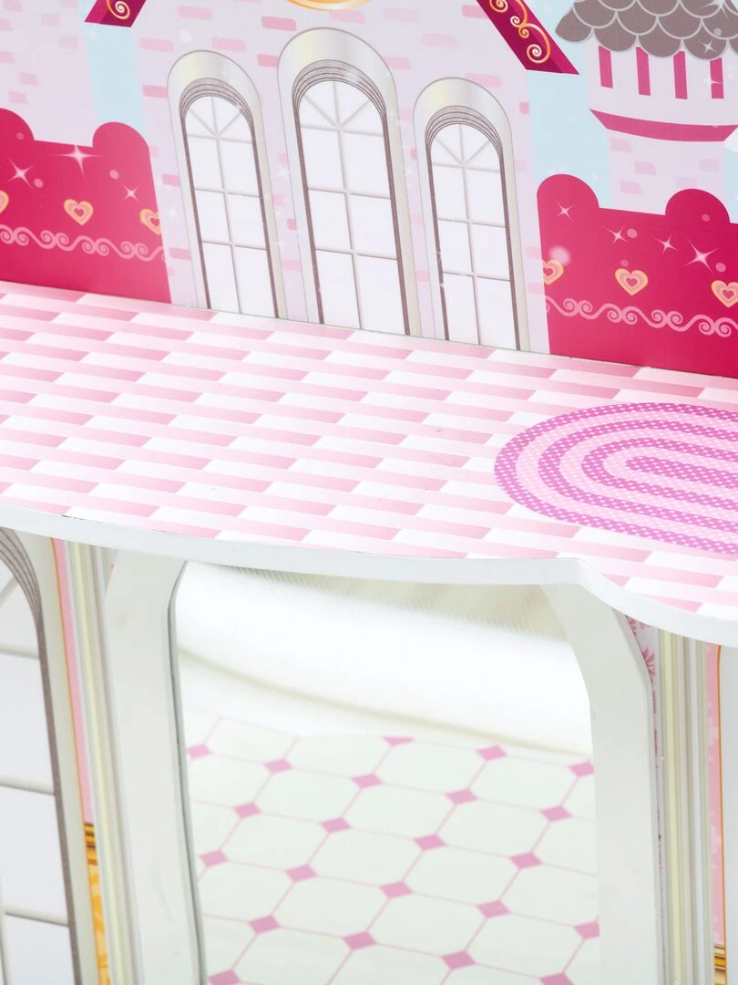 Coiffeuse enfant tabouret miroir rose avec miroir fille Fantasy Fields Teamson TD 12951A Blanc