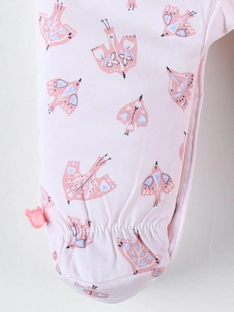 Pyjama 1 pièce imprimé oiseaux en jersey  clair   Noukie's   Rose