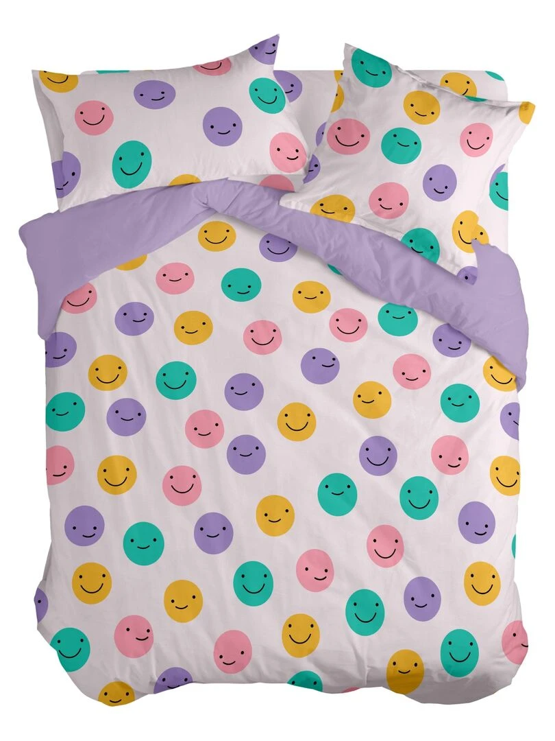 Housse de couette Funny faces "Happyfriday"   Blanc