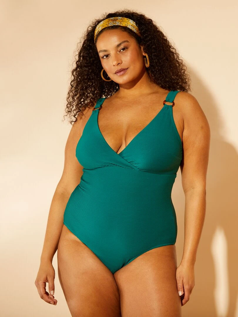 Maillot de bain effet plissé 1 pièce Vert