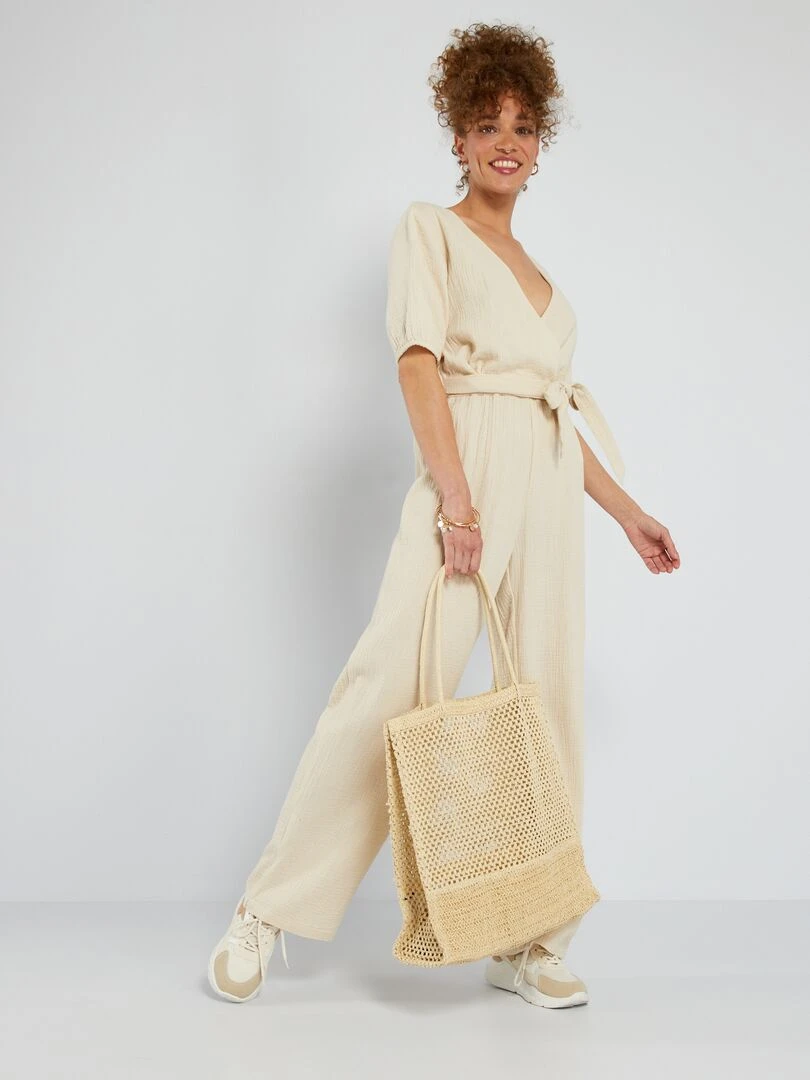Blouse en double gaze de coton Beige