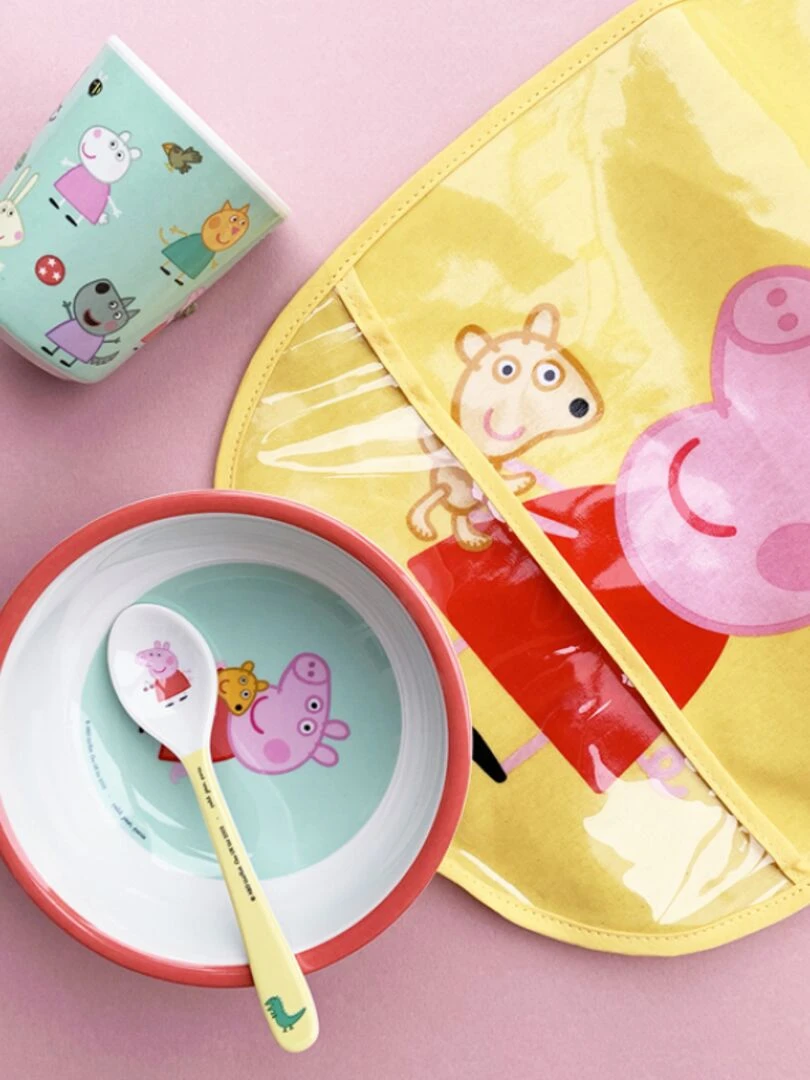 Bavoir plastifié à velcro Peppa Pig jaune Jaune