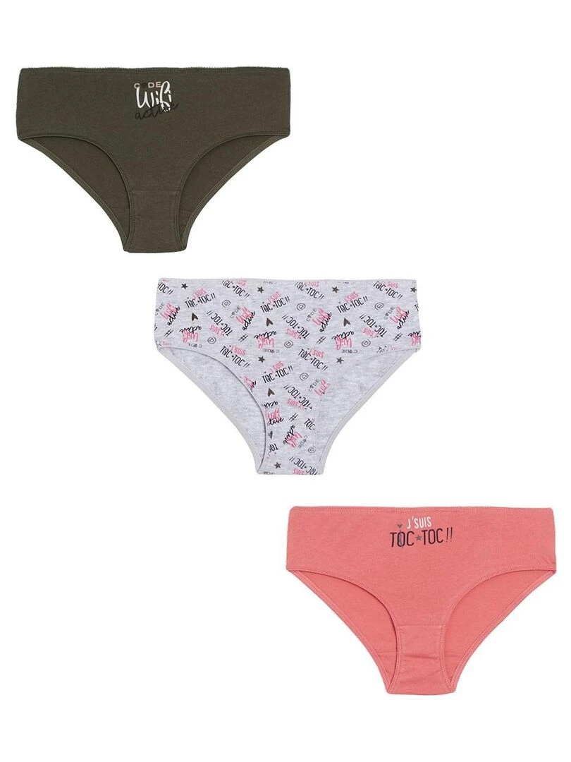 Lot de 3 culottes fille en coton bio Wifi Multicolore