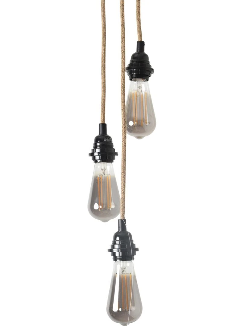 Suspension douille à 3 câbles   Noir