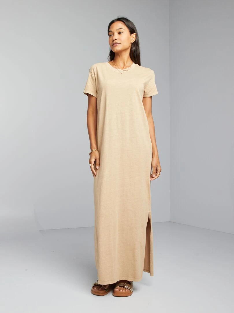Robe T shirt maxi Beige