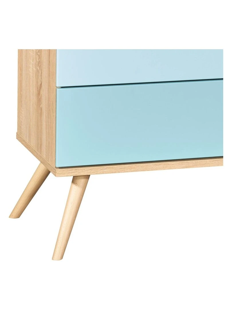 Commode 1 porte 3 tiroirs en bois SAUTHON Blanc Bleu