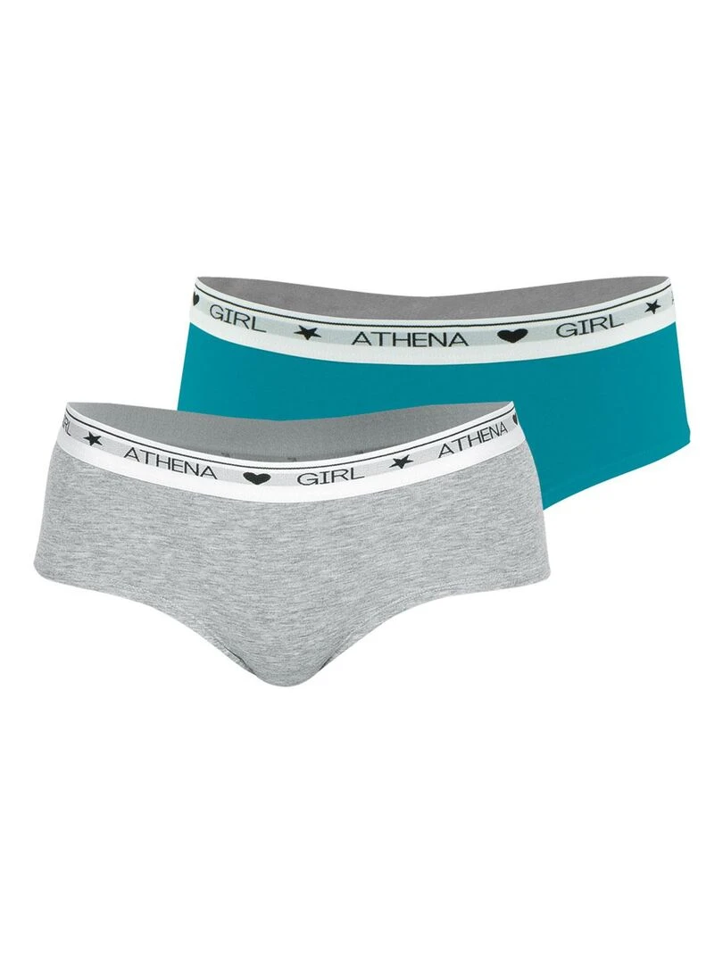 Lot de 2 boxers Coton Ultra Doux by Fille Gris Bleu