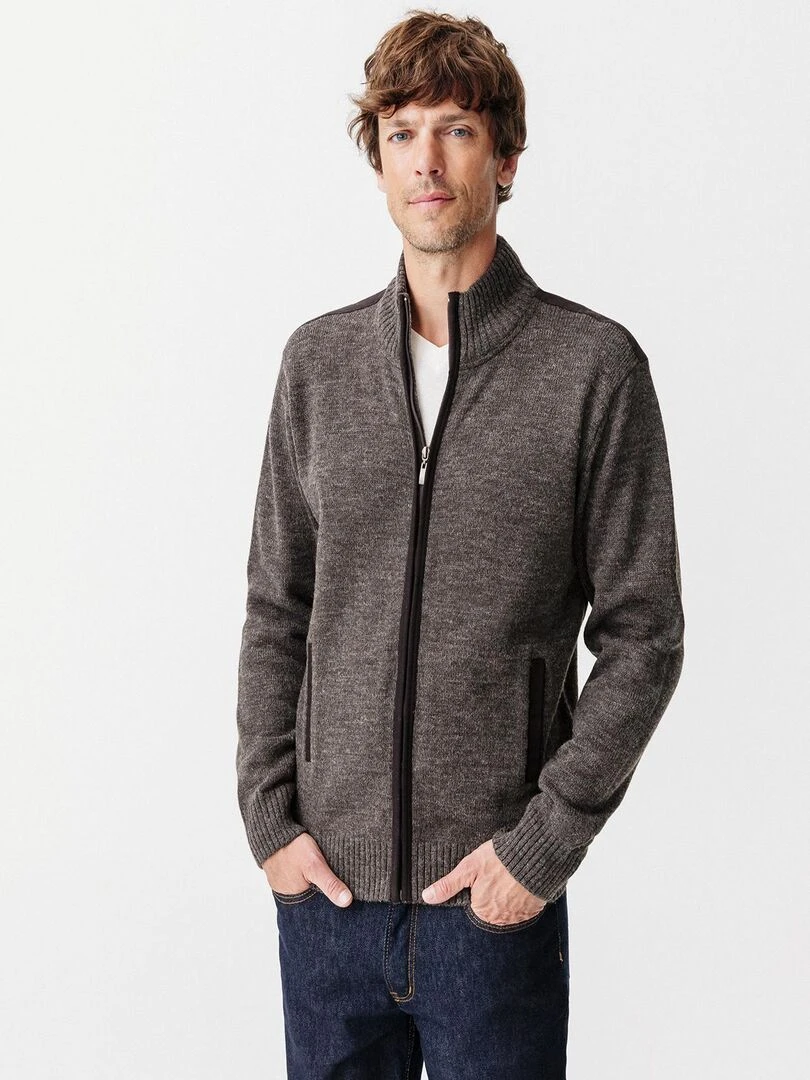 Gilet bi matière 30% laine Damart gris anthracite