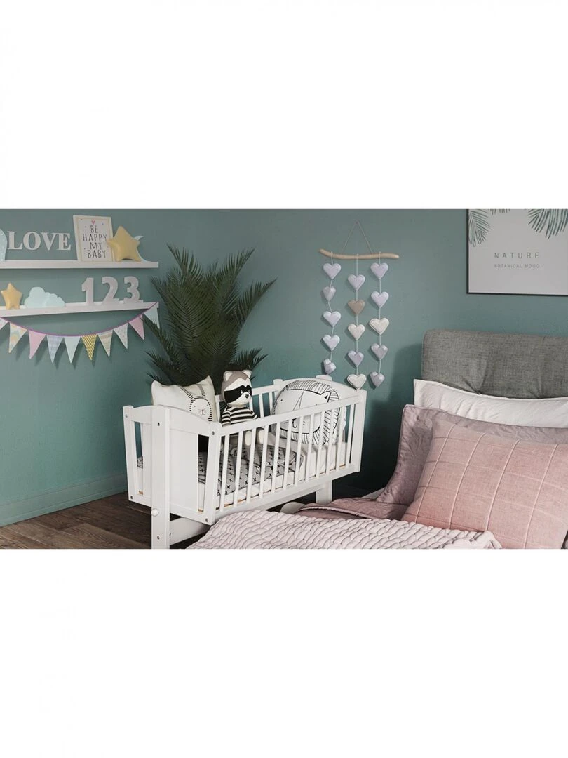Berceau bébé   VICTORIA   90x40 cm   Matelas Inclus   Blanc