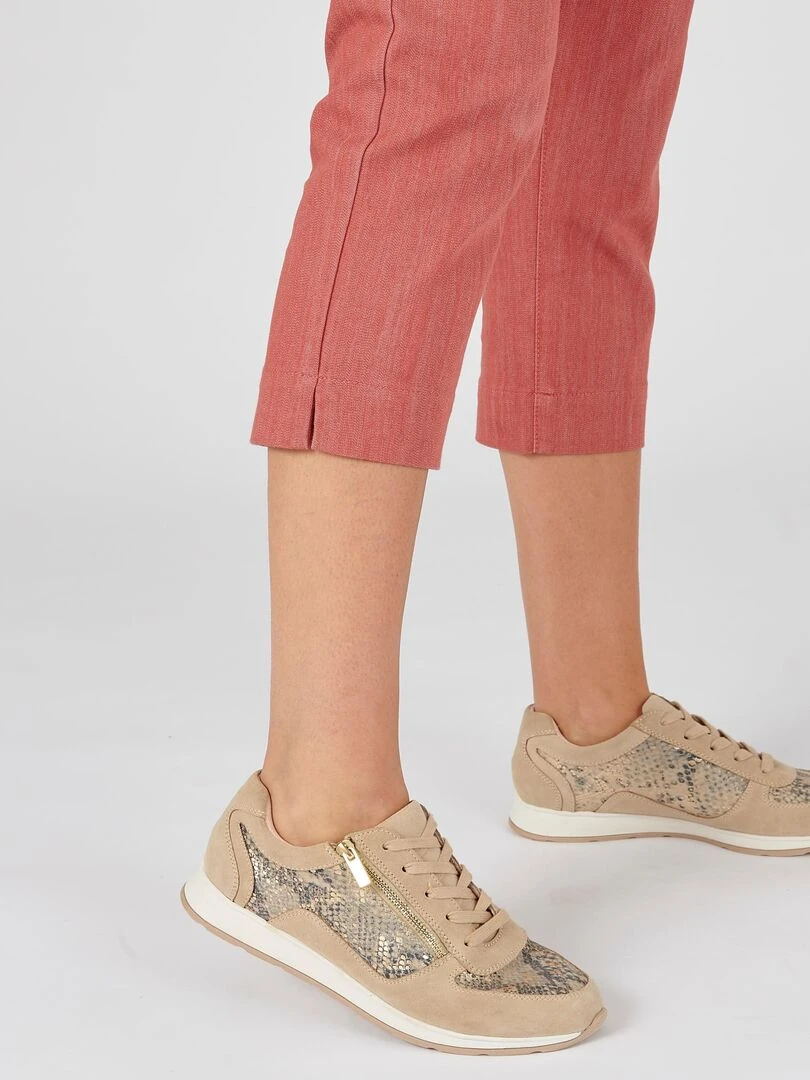 Pantacourt toile extensible   Damart   Rose