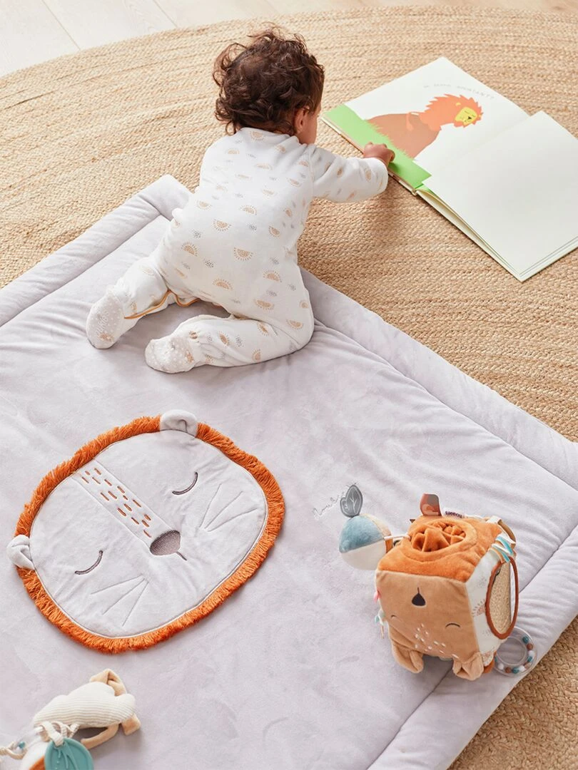 Tapis de jeu et de parc 75 x 95 cm en Veloudoux Gris