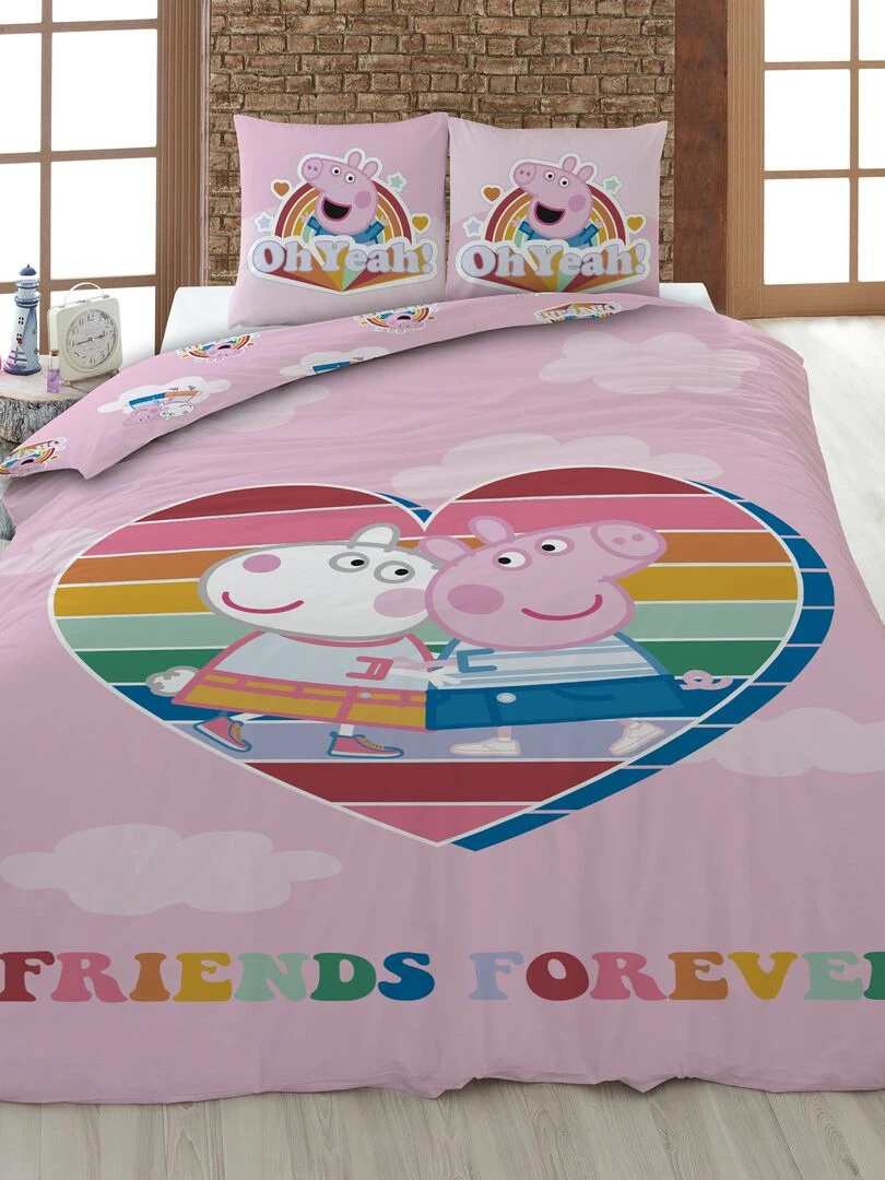Parure de lit 'Peppa Pig' 1 personne Rose