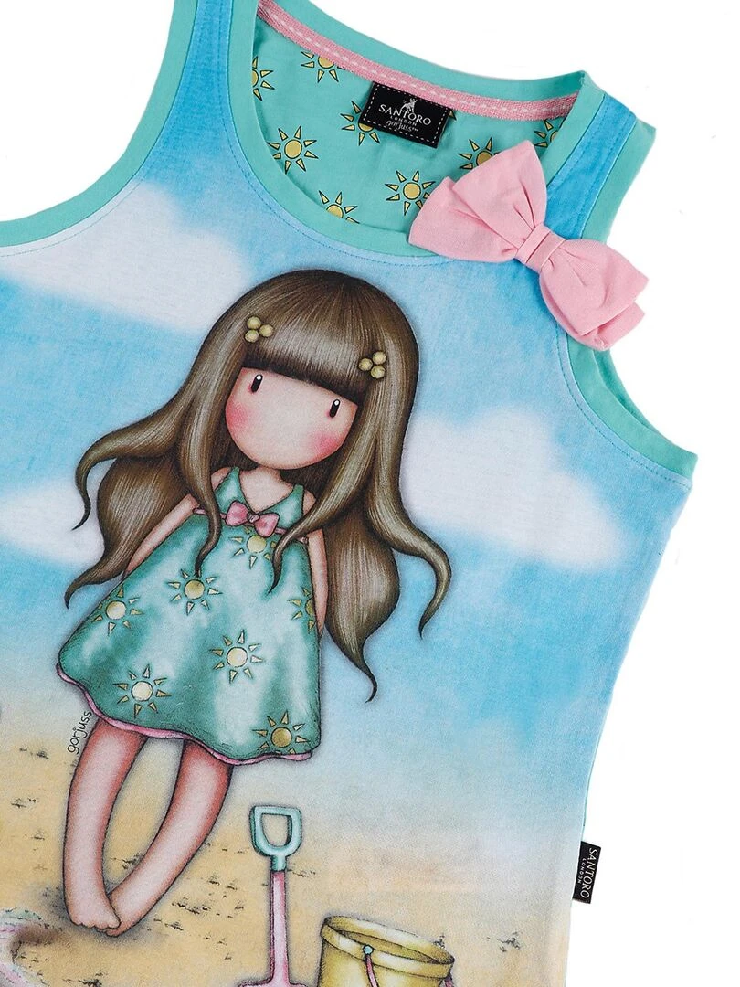 Pyjama fille short débardeur Hello Summer Santoro   Bleu