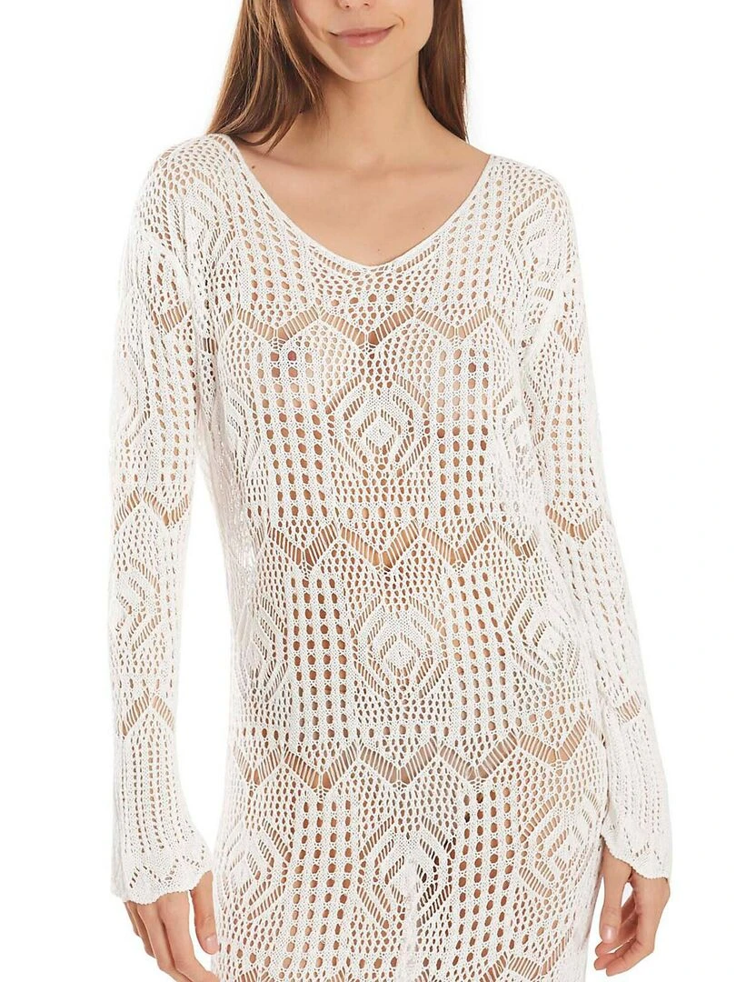 Robe de plage longue crochet   Kaki