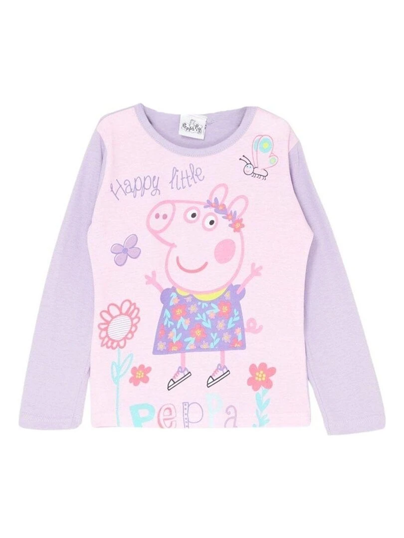 Peppa Pig T shirt fille imprimé Peppa Pig en coton Violet