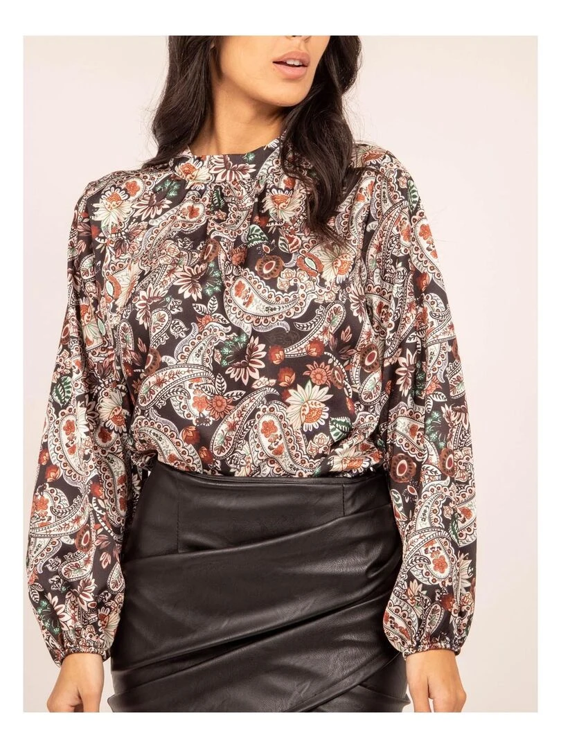 Blouse fluide motifs FABUS   Noir