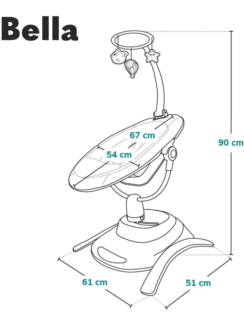 LIONELO Bella   Balancelle Bébé Électrique 360°   Léger   12 mélodies   6 modes   Télécommande   Gris Blanc