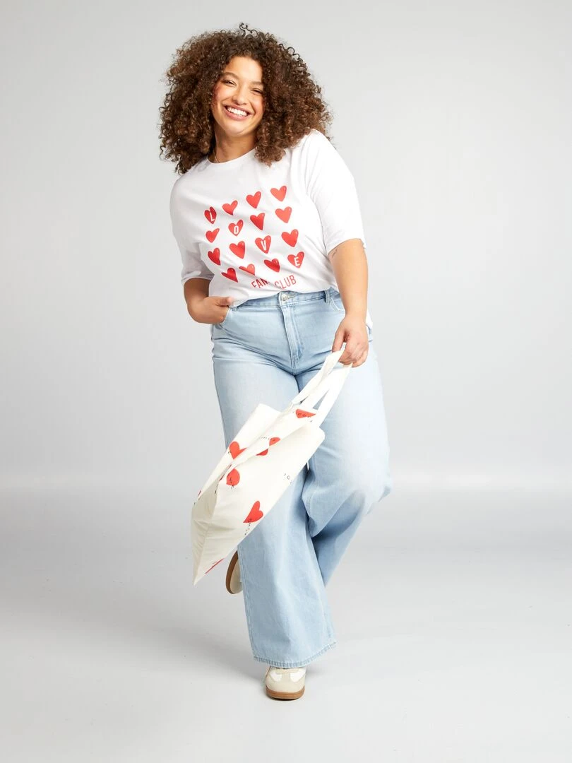 T shirt 'famille' manches courtes   Blanc 'cœur'