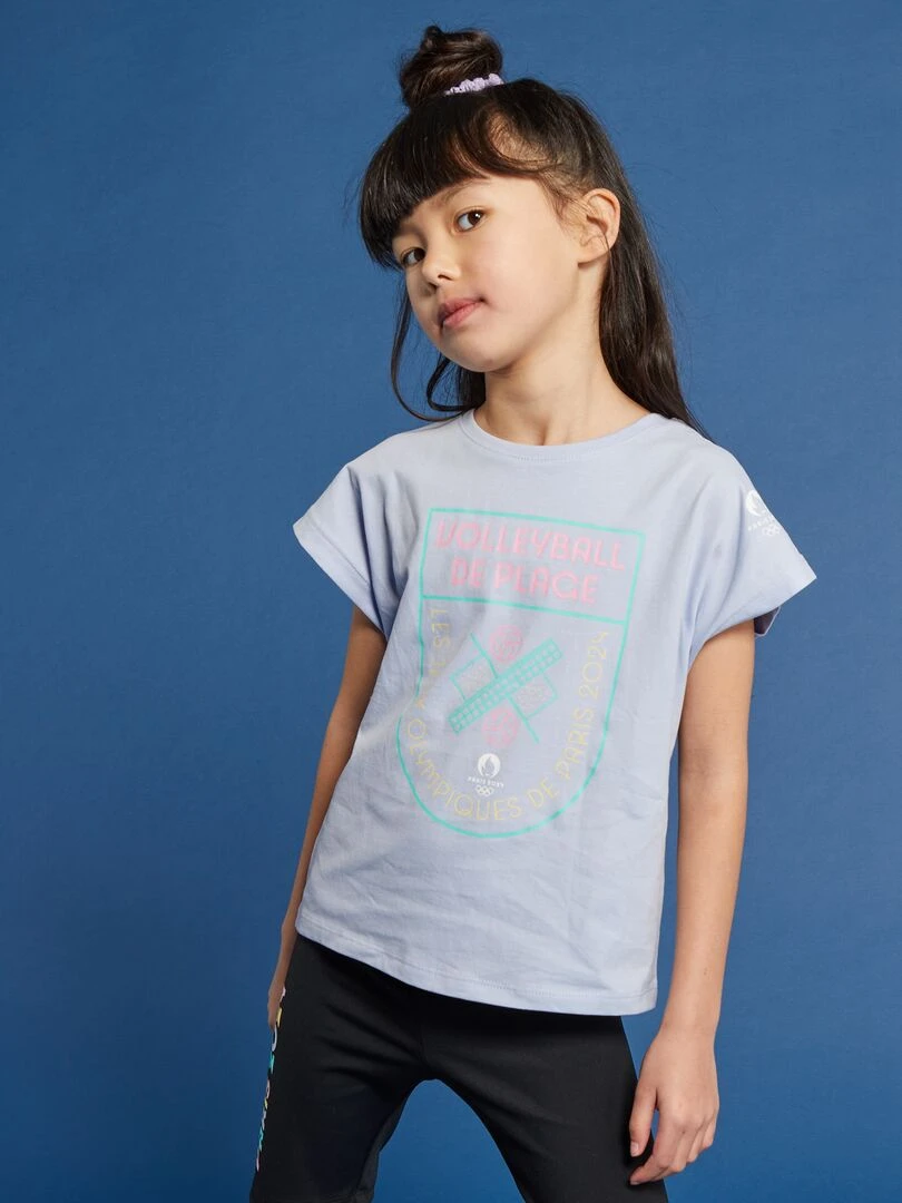 T shirt à col rond Paris 2024 Bleu