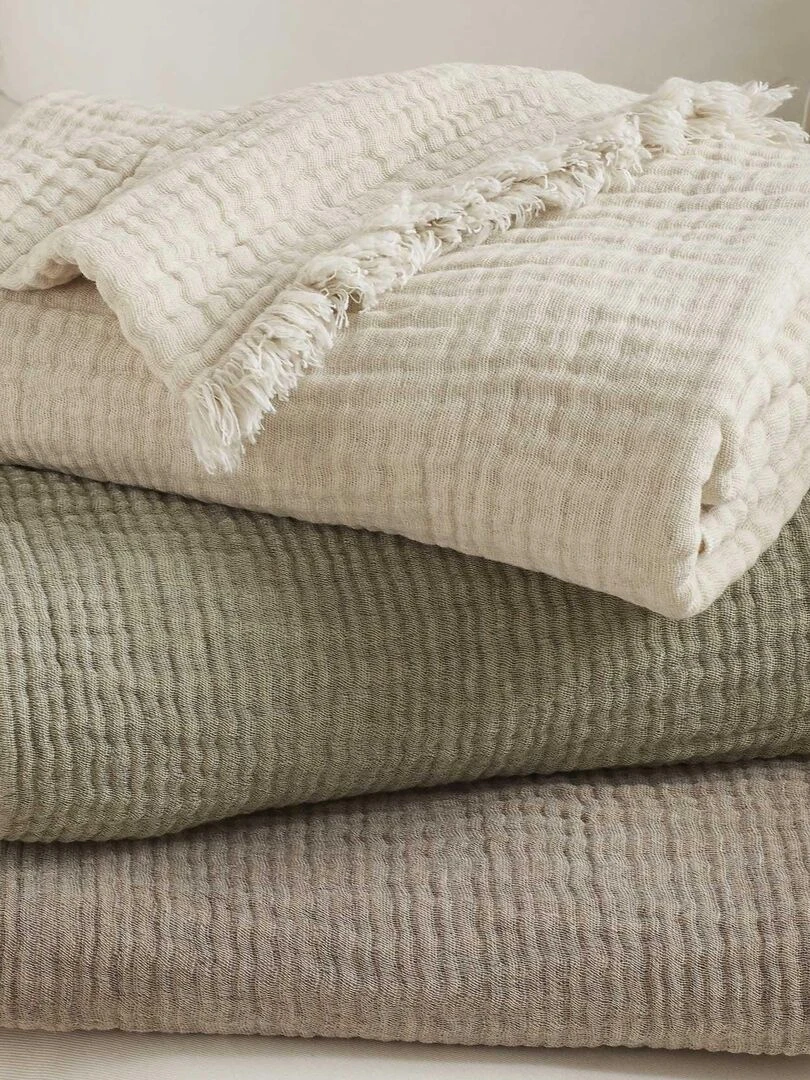 Plaid en gaze hivernale Beige