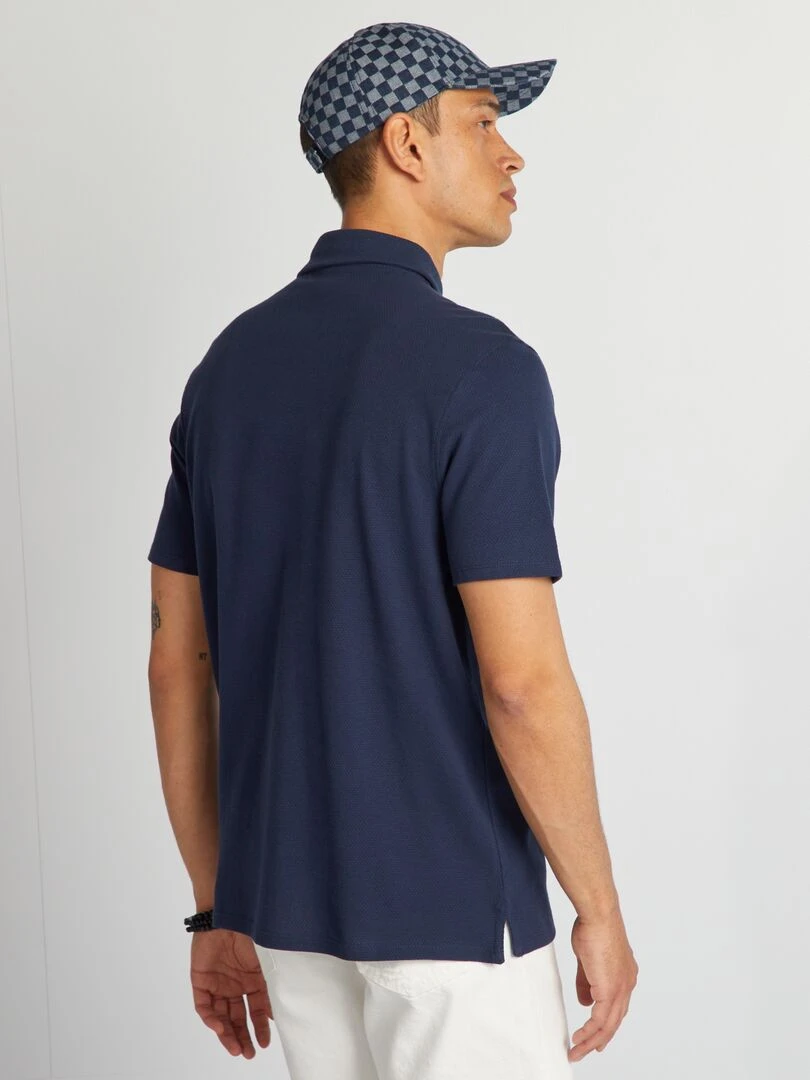 Polo uni texturé   Noir