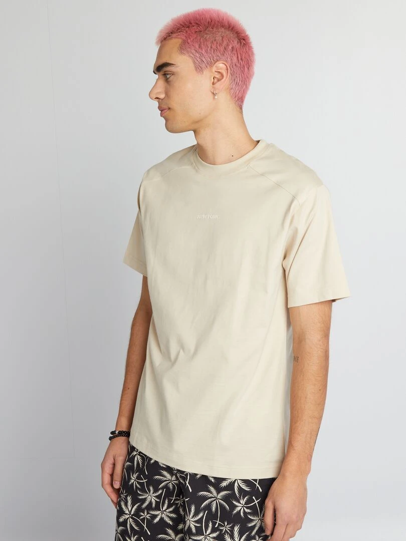 T shirt à manches courtes 'New York'   Beige