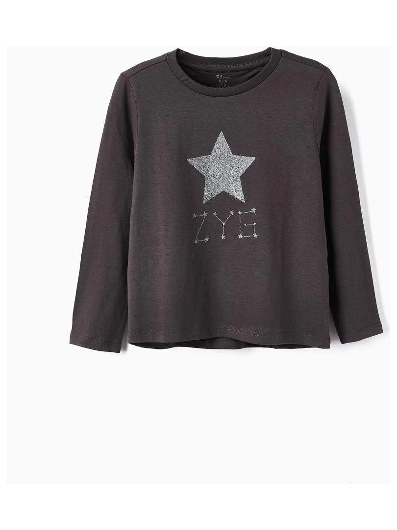 T Shirt Manches Longues en Coton pour Fille 'ZYG' manches longues NORTHERN CALLING Gris foncé