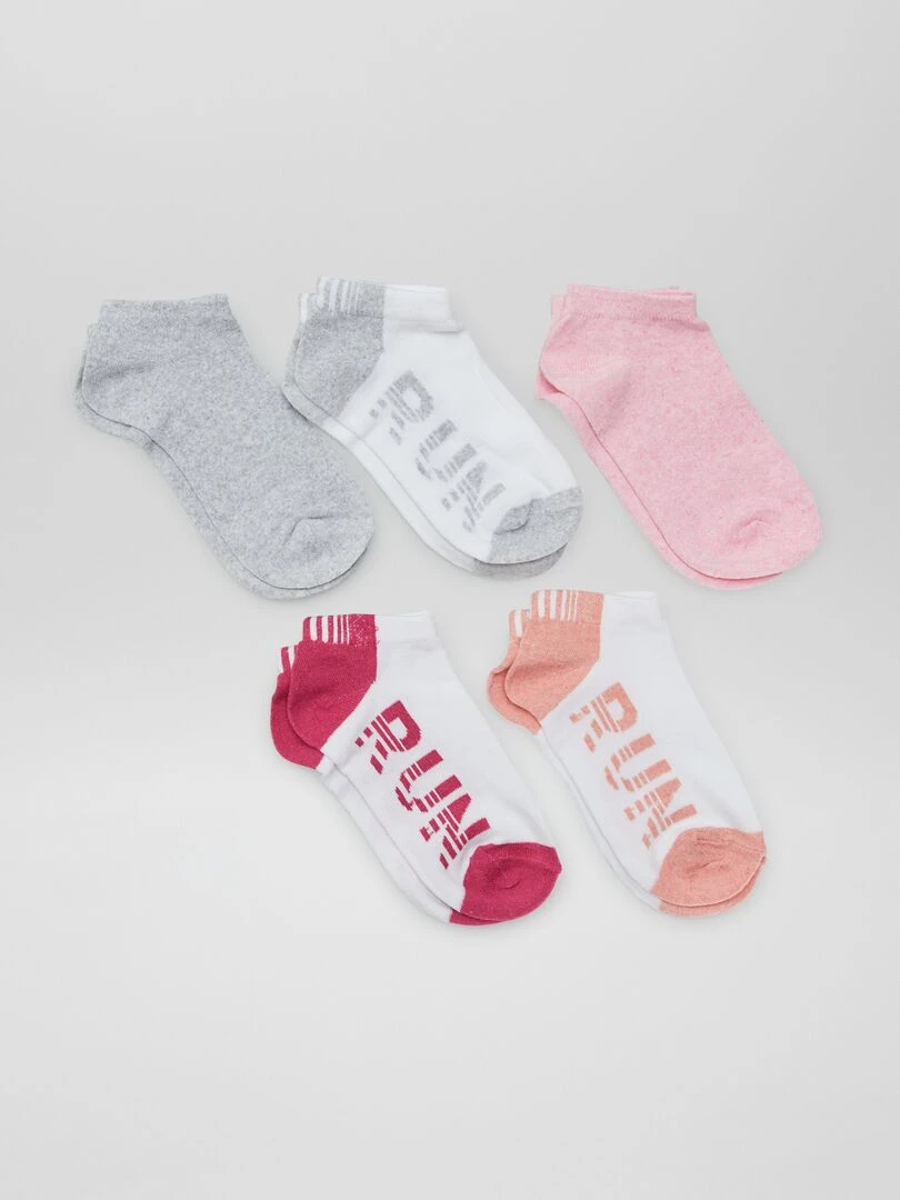 Lot de 5 socquettes Gris/rose