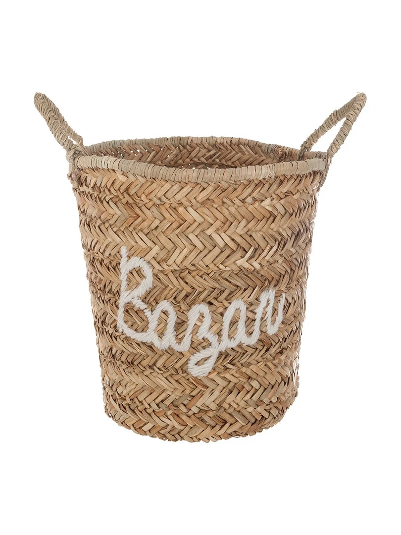 Panier osier avec broderie blanc Multicolore