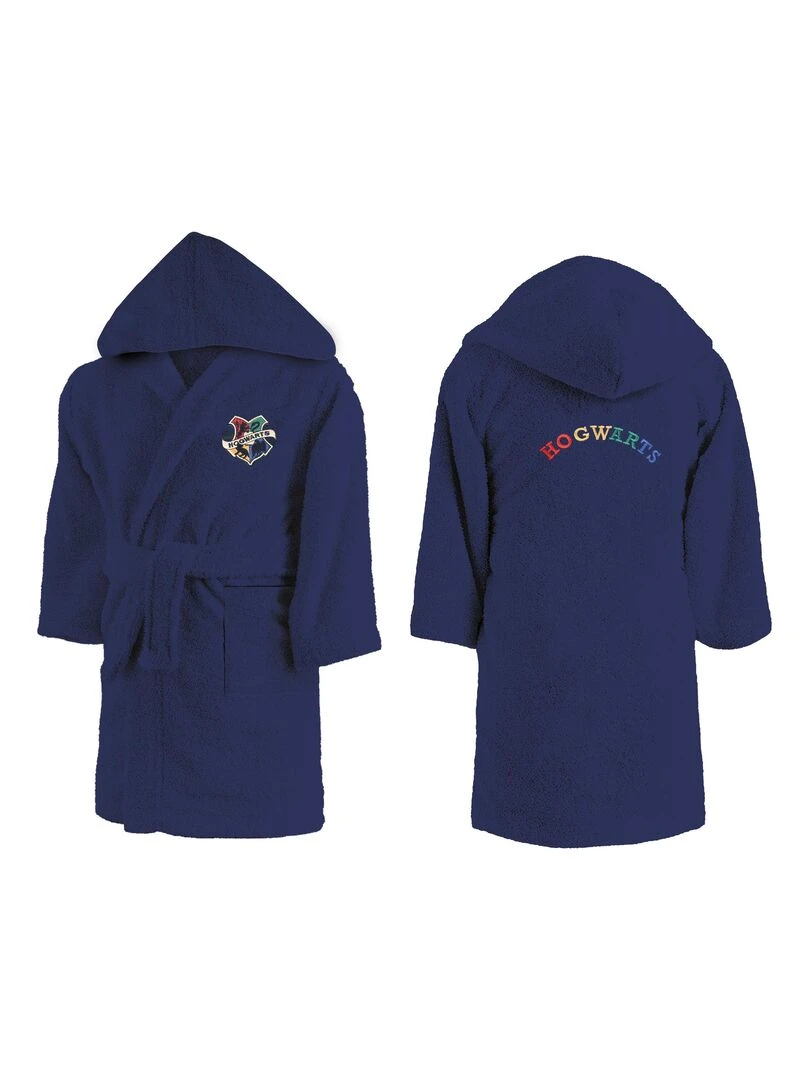 Peignoir enfant 100% coton  HARRY POTTER BLASON   Bleu foncé